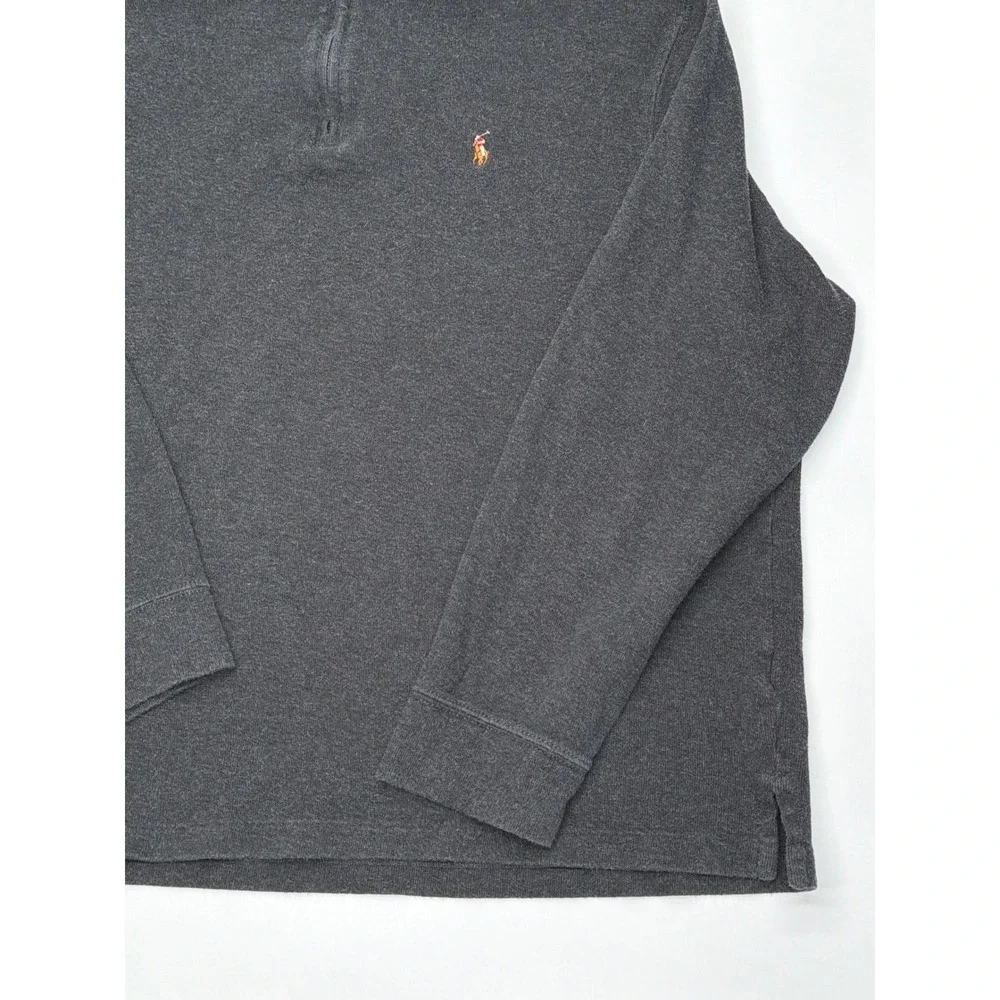 Polo Ralph Lauren Mens XL‎ Estate Rib Quarter Zip Pullover Charcoal Gray Cotton